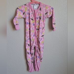 Bonds Disney Girls Pink Monsters Inc Graphic Printed Footie Pajamas Size 6M